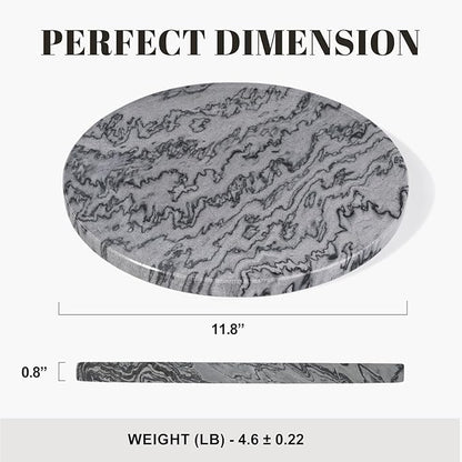 Natural Marble Tray, 11.8in Serving Tray for Fruit, Round Decorative Vanity Dish for Jewelry&Key, Quality Storage Plate for Kitchen Coffee Table and Bathroom Desktop, Monte Grigio