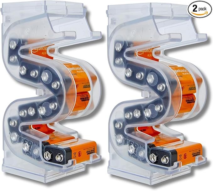 Battery Ladder™ for 9V Batteries | Vertical Storage Case & Dispenser | Stackable Expandable Wall Mount Holder Combo (2-Pack, Holds 20 9V Total)