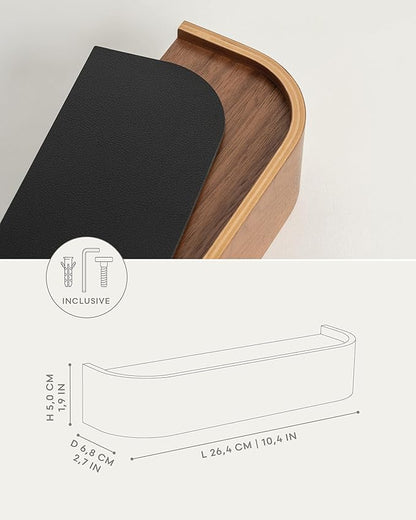 Kazai.® Key Holder 'Toke' | Minimalist Key Hook Design from Berlin | Modern Key Holder Wall Mount with Wooden Shelf | Key Rack for Wall as Entryway Organizer | Walnut