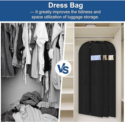 Dress Bags for Gowns,60" Long Dress Garment Bag, Garment Bags for Hanging Clothes,Dress Cover with Clear Window for Women's Coats, Formal Gowns, and Evening Dresses (Black)
