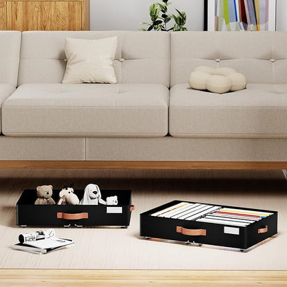Underbed Storage With Wheels,low profile 5.5 inches Height Storage Bins,Rolling Underbed Shoe Storage Containers,Underbed Storage Drawers for clothes & blankets