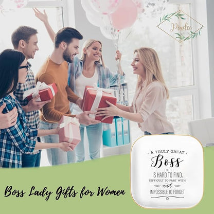 Piudee Boss Lady Gifts for Women, Gifts for Boss Jewelry Dish A Truly Great boss is Hard to find...and Impossible to Forget, Female Boss Gifts for Women Christmas Birthday Bosses Day Gifts