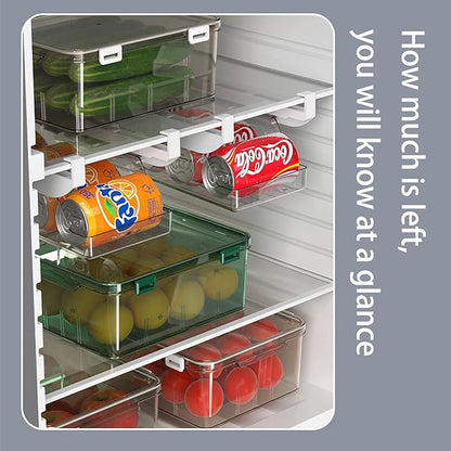 Fridge Drawer Can Organizer, Clear Soda Can Organizer Fridge Organizer Bins Drink Organizer For Fridge or Countertop, Soda Can Dispense Plastic Dispenser Bin for Refrigerator Organizing(#1)