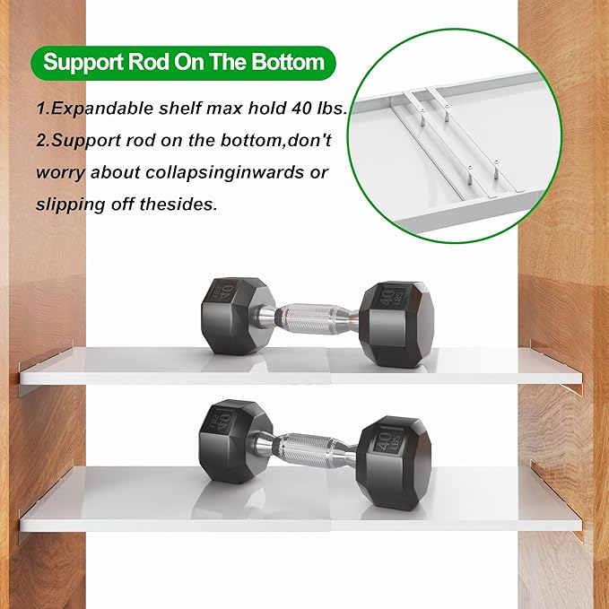 26-38in Expandable Shelf,Tension Shelves for Closet,Expandable Shelf for Cabinet Cabinet Pantry, 11.8" D,1pack