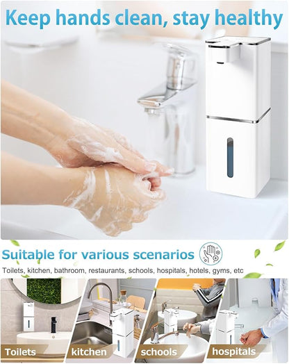 JEMISUN Automatic Liquid Soap Dispenser Touchless Soap Dispenser 380ml/12.8oz Rechargeable, Wall Mounted,4 Levels Adjustable Auto Soap Pump for Bathroom Kitchen Dish Soap