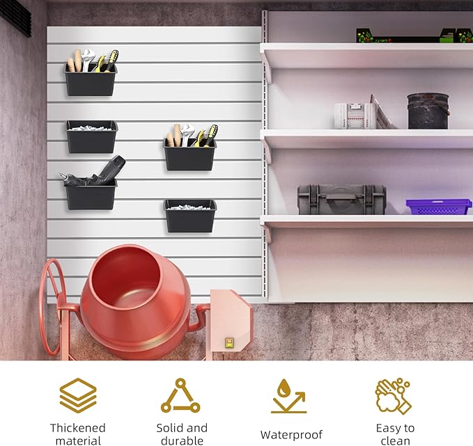 20PCS Acoustic Wall Storage Box Slatwall Organizer for Garage, Storage Bins for Storing Accessories Compatible With Acoustic Wall/ Slatwall/ Perforated wall