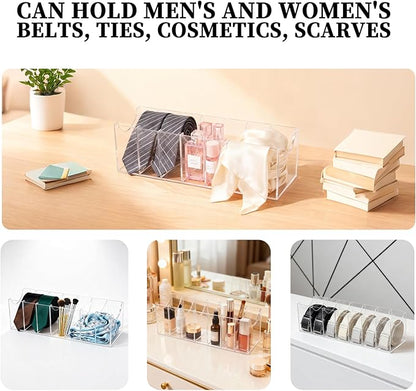 HZJYW Belt Organizer Rack 7-Grid Acrylic Transparent Belt Box for Men's and Women's Home use Transparent Wardrobe tie and Bow Display Cabinet with Storage Container for Drawers and wardrobes