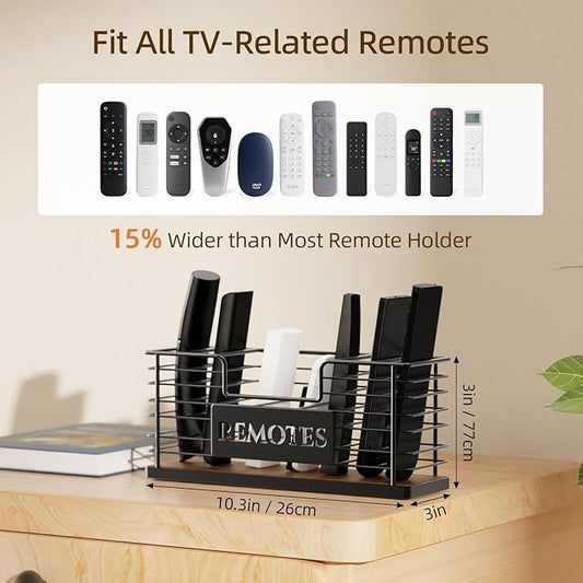 Remote Control Holder, 5-Slot TV Remote Holder Wall Mount, Universal Remote Caddy – Large Size Design for Wall, Table, Living Room, Bedroom – Easy Installation (Black-7 Slot)