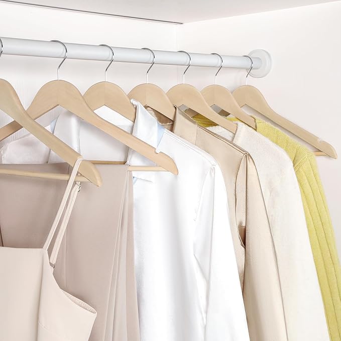 TOPIA HANGER Unfinished Natural Wooden Hangers 18 Pack-360° Swivel Hook and Smoothly Cut Shoulder Notches-Premium Wood Clothes Hangers for Suit, Coat, Jacket, Pant, Camisole-CT10N