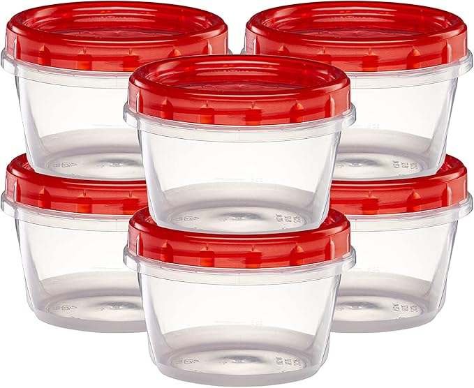 ELEGANT DISPOSABLES (16 Ounce 10 Pack) Twist cap Containers Clear Bottom With Red Top Screw on Lids Twist Top Food Storage Freezer Containers