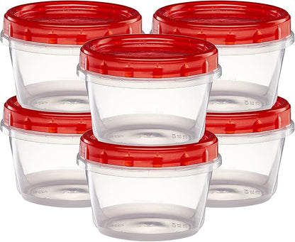 ELEGANT DISPOSABLES (16 Ounce 10 Pack) Twist cap Containers Clear Bottom With Red Top Screw on Lids Twist Top Food Storage Freezer Containers