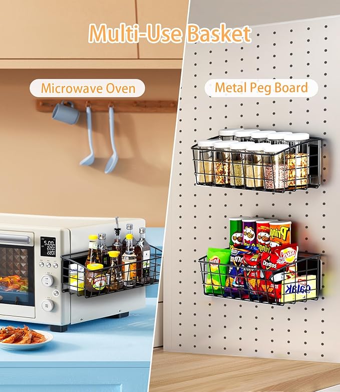 Magnetic Shelf for Refrigerator 1-Pack, Strong Magnetic Spice Rack with Removable Hook for Kitchen Storage, Fruit Potato Onion Storage Shelves, Large Magnetic Basket Organizer for Fridge Oven Laundry