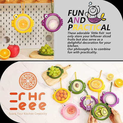 Erehere Avocado Saver, Onion Storage Container Set of 4, Reusable Fridge Bin for Garlic, Lemons, Potatoes, Food Fresh Keeper & Organizer