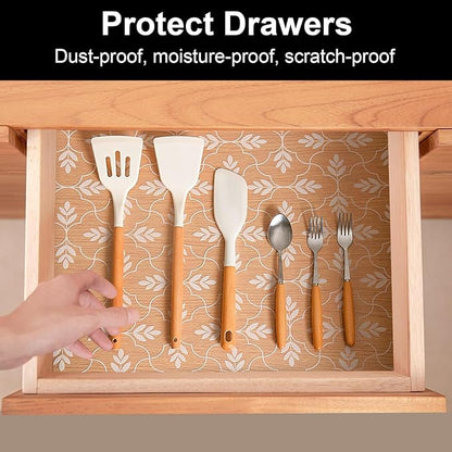 Cooyes Shelf Liners for Kitchen Cabinets Waterproof & Oil-Proof Kitchen Cupboard Mats Non-Slip Drawer Mats EVA Material Non Adhesive Fridge Liner for Shelves（17.5" W x 197" L）