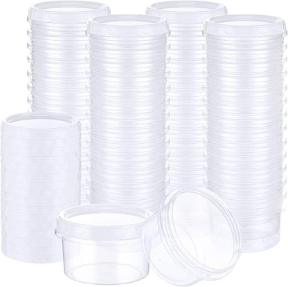 Sieral 36 Pack 8 oz Freezer Containers with Lids Reusable Deli Freezer Storage Containers Stackable Plastic Thick Twist Top Jars for Takeout Food Round Wide Mouth Lunch Snack (White)