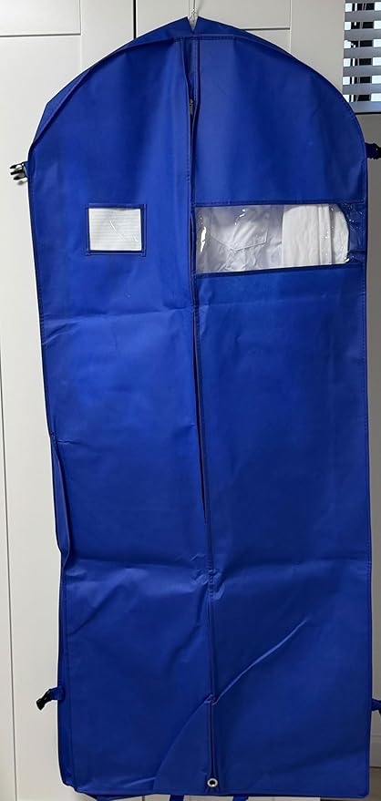 Party Bargains Garment Bag 59-Inch – Non-Woven Hanging Clothes Storage Cover for Suits, Dresses & Coats, Zippered for Closet or Travel (Blue)