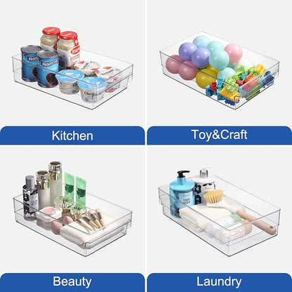 Plastic Storage Bins, 2 Pack Stackable Fridge Organizer Bins, Freezer Storage Bins, Clear Refrigerator Organizer Bins, Multipurpose Kitchen Pantry Organizers and Storage (S)