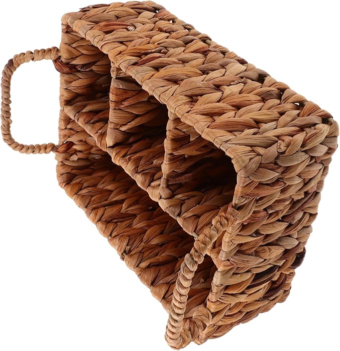 Woven Cutlery Organizer Basket Divided Hyacinth Design for Tabletop Cabinet Natural Storage for Silverware Snacks Stylish Space-saving Home Decor