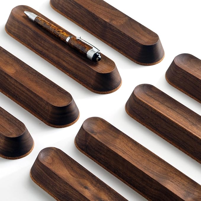 Wooden Desk Organizer Pen Tray, Solid Wood Desktop Pen Holder, Minimalist Office Desk Storage