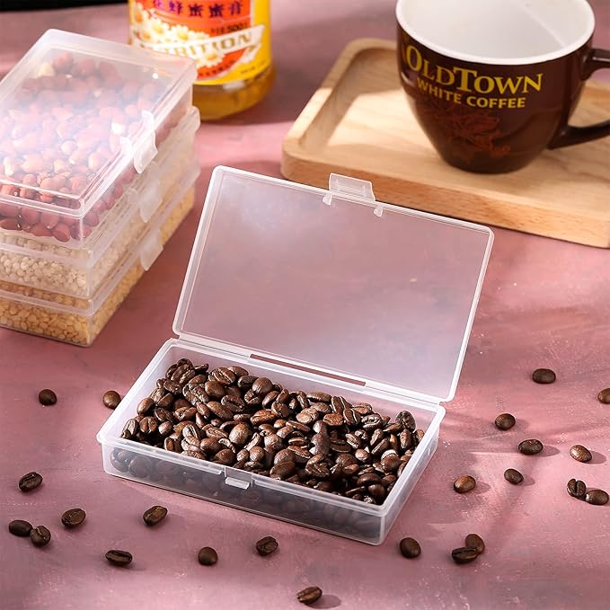 Jetec 6 Pieces Mini Plastic Clear Beads Storage Containers Box for Collecting Small Items, Beads, Jewelry, Business Cards, Game Pieces, Crafts (5.2 x 3 x 1.2 Inch)