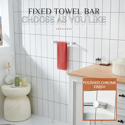 KOKOSIRI Towel Bar for Bathroom Wall Chrome 12-Inch Hand Towel Holder Bathroom Hardware Accessories Wall Mount Polished Stainless Steel, B4007CH-L12