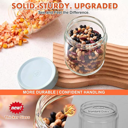 Premium 16oz Borosilicate Glass Jars With Airtight Lids (4 Pack) - Freezer, Oven, Microwave & Dishwasher Safe - Wide Mouth Meal Prep Containers For Pantry Storage, Soups & Overnight Oats