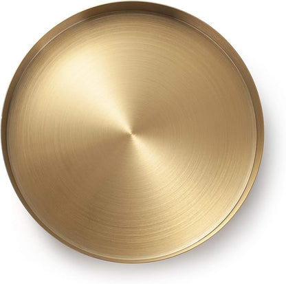 IVAILEX Round Gold Tray Stainless Steel Jewelry, Make up, Candle Plate Decorative Tray (7 inches)