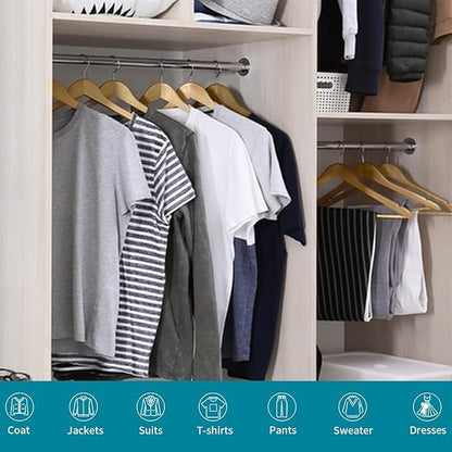 ABHENG 30 Pack Wooden Coat Hangers, 360° Swivel Hook, Suit Hangers with Anti-Slip Notches, Clothes Hangers for Jackets, Shirts, Dress, Natural UAWY0530N