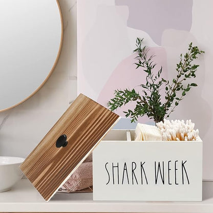 Tampon Holder for Bathroom,Farmhouse Bathroom Organizer,Rustic Wood Bathroom Storage Bin with Lid,Wood Movable Partition Feminine Product Organizer with Lid,Bathroom Accessories Box (Rustic wood)