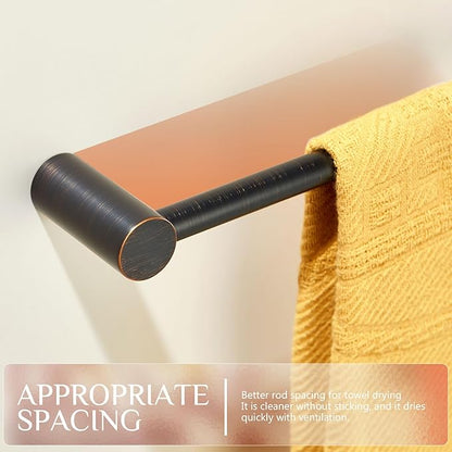 KOKOSIRI Towel Bar Oil Rubbed Bronze 32'' Bath Towel Rack Holders Single Rail for Bathroom Wall Mounted Stainless Steel Bathroom Hardware, B4007ORB-L32