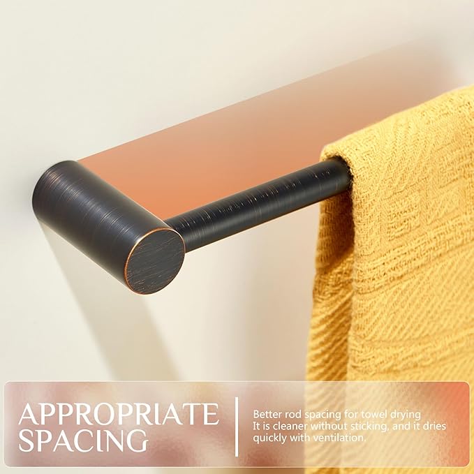 KOKOSIRI Bath Towel Bar 20-Inch Hand Towel Holder Single Rail for Lavatory and Bathroom Wall Mounted Oil Rubbed Bronze Stainless Steel, B4007ORB-L20