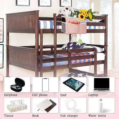 Retyion Bedside Storage Bag with 4 Hooks Multi-Function Hanging Organizer Caddy for Headboards Bunk Bed Hospital Bed (2Pack Pink)