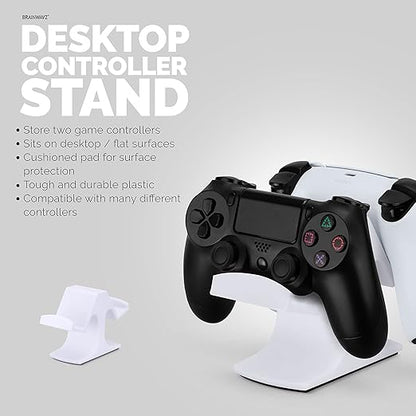 Dual Game Controller Desktop Holder Stand - Universal Design for Xbox ONE, PS5, PS4, PC, Steelseries, Steam & More, Reduce Clutter UGDS-03 (White)