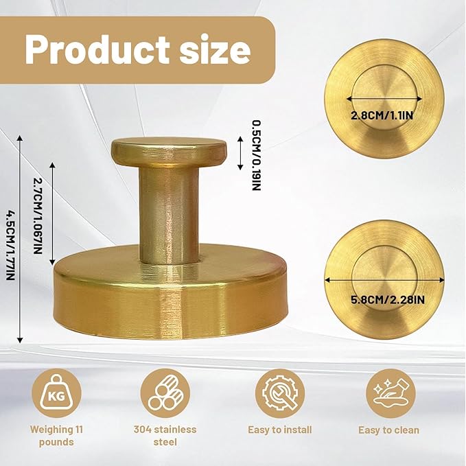 Zloeoa 4Pcs Suction Cup Hooks, Wreath Hangers for Front Door, Strong Hold No Drill Hangers for Bathroom, Kitchen, Glass, Tile, Perfect for Wreaths (Gold)