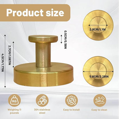 Zloeoa 4Pcs Suction Cup Hooks, Wreath Hangers for Front Door, Strong Hold No Drill Hangers for Bathroom, Kitchen, Glass, Tile, Perfect for Wreaths (Gold)