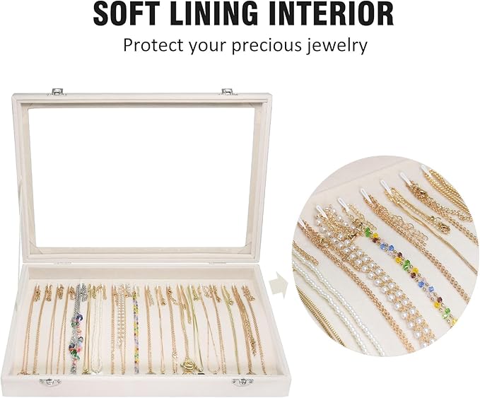 Velvet Necklace Display Jewelry Tray 20 Hook Necklace Tray Necklace Pendant Jewelry Tray for Women and Girls