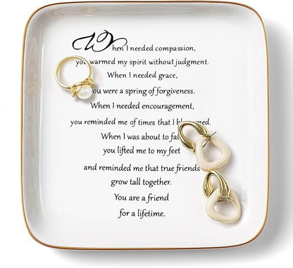 PUDDING CABIN Friend Gifts for Women You are a Friend for a Life Time Friendship Birthday Gifts for Friends Female, BFF Gift for Her, Personalized Ring Dish