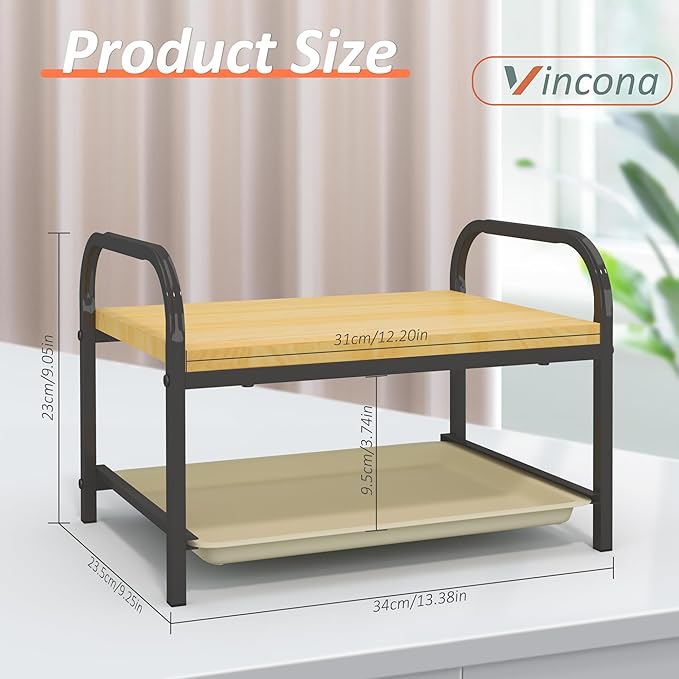 2-in-1 Laundry Detergent Holder & Organizer with Drip Tray, 2-Tier Metal Shelf for Countertop - Soap Dispenser & Storage Stand for Laundry Room, Kitchen, Bathroom, Black