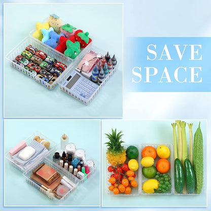 Wenqik Set of 12 Plastic Baskets for Organizing 10.24 x 6.5 x 2.36 Inch Rectangular Trays Plastic Organizer Bins Rectangle for Desk Organization(Clear)