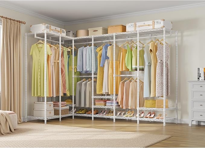 VIPEK U70 Extra Large Garment Rack Heavy Duty Clothes Rack, Freestanding Portable Closet for Bedroom Storage Wardrobe Organizer Wire Closet for Hanging Clothes, Load 1670lbs, White