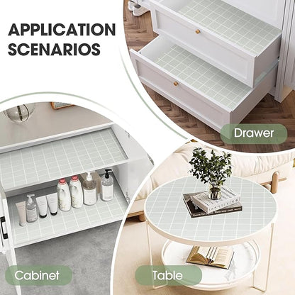 Beautysaid Shelf and Drawer Liner for Kitchen Cabinet, Non Adhesive Non Slip Shelf Paper Waterproof Washable Thickened for Dresser Pantry Shelve Bathroom Protector Liner(Light Green,12 in x 10 FT)