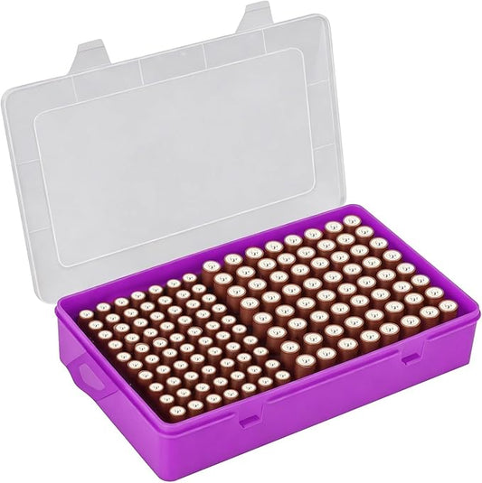 Battery Storage Organizer Case, Battery Vault Box Holder Container for 134pcs AA AAA Batteries, Garage Organization Carrying Bag Fits Home Kitchen Warehouse, Purple (Batteries Not Include)