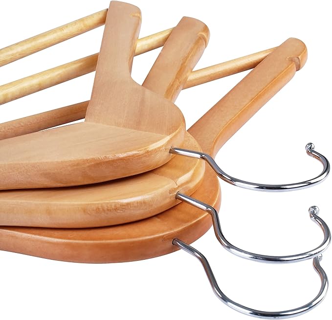 Utopia Home Premium Wooden Hangers 20 Pack - Heavy Duty & Durable Coat Hanger - Wood Hanger with 360-Degree Rotatable Hook - Clothes Hangers with Non-Slip Shoulder Notches For Shirts & Coats (Natural)