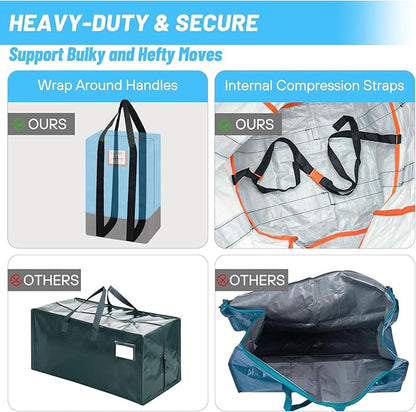 2 Pack Moving Bags, Heavy Duty Storage Bags with Zipper, Extra Large Packing Bags with Internal Compression Straps, Wrap Around Handles, Alternative to Moving Boxes, Blue and Black