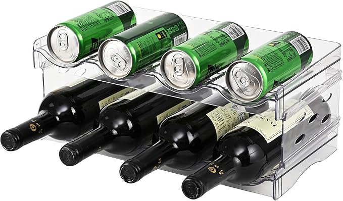 Keerte Acrylic Wine Rack for 8 Bottles/Cups - Freestanding Clear Modern Cabinet, Adjustable Shelves Compact Bar Organizer for Office, Kitchen, Dining - Lightweight Shatter-Resistant