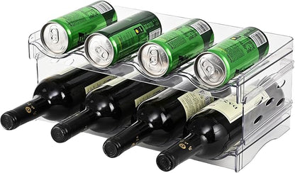 Keerte Acrylic Wine Rack for 8 Bottles/Cups - Freestanding Clear Modern Cabinet, Adjustable Shelves Compact Bar Organizer for Office, Kitchen, Dining - Lightweight Shatter-Resistant