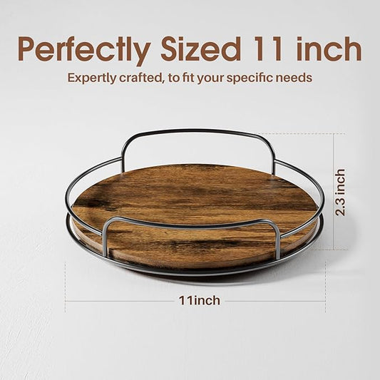 LAMU Lazy Susan Organizer, 11'' Lazy Susan Turntable for Cabinet, Table Top, Kitchen, Countertop, Bathroom, Pantry, Spice Organization, Wooden,1 Pack