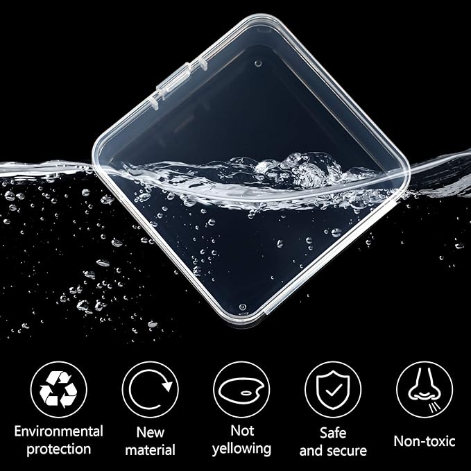 Jetec 6 Pieces Mini Plastic Clear Beads Storage Containers Box for Collecting Small Items, Beads, Jewelry, Business Cards, Game Pieces, Crafts (2.9 x 2.9 x 1 Inch)