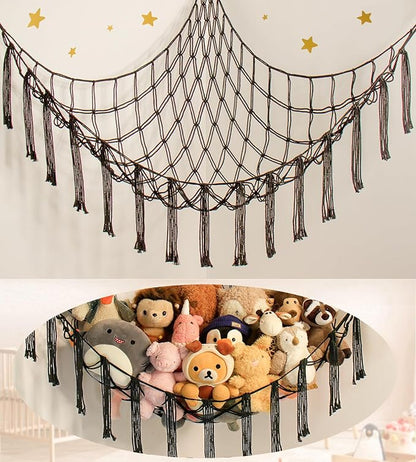 Stuffed Animal Storage Hammock Net - Toy Hammock Net for Stuffed Animals Corner - Hanging Stuff Animal Organizer Holder Large Organization Boys Room Decor