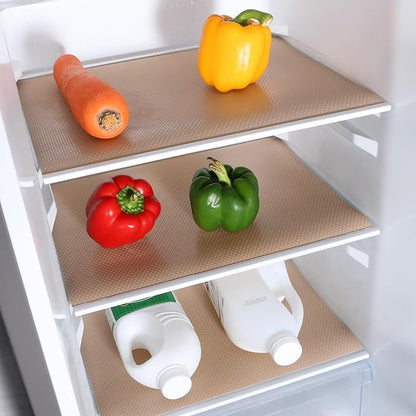 Beige Shelf Liners for Kitchen Cabinets Non Adhesive Drawer Liner for Bathroom Waterproof Refrigerator Liners for Shelves Fridge Plastic Mats Cabinet Cupboard Liner 11.8 x 236.2 Inches x 2 Rolls